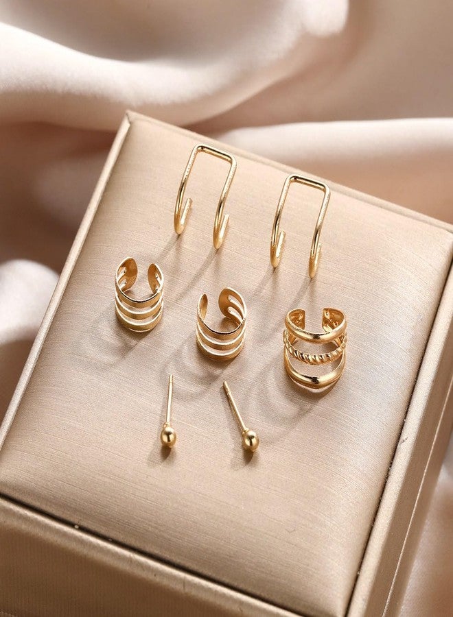 Xeyau Gold Ear Cuff Earrings for Women Non Piercing Ear Cuffs Clip on Cartilage Earrings Set Trendy Stuff Gold Earrings (A-Gold) - Image 5
